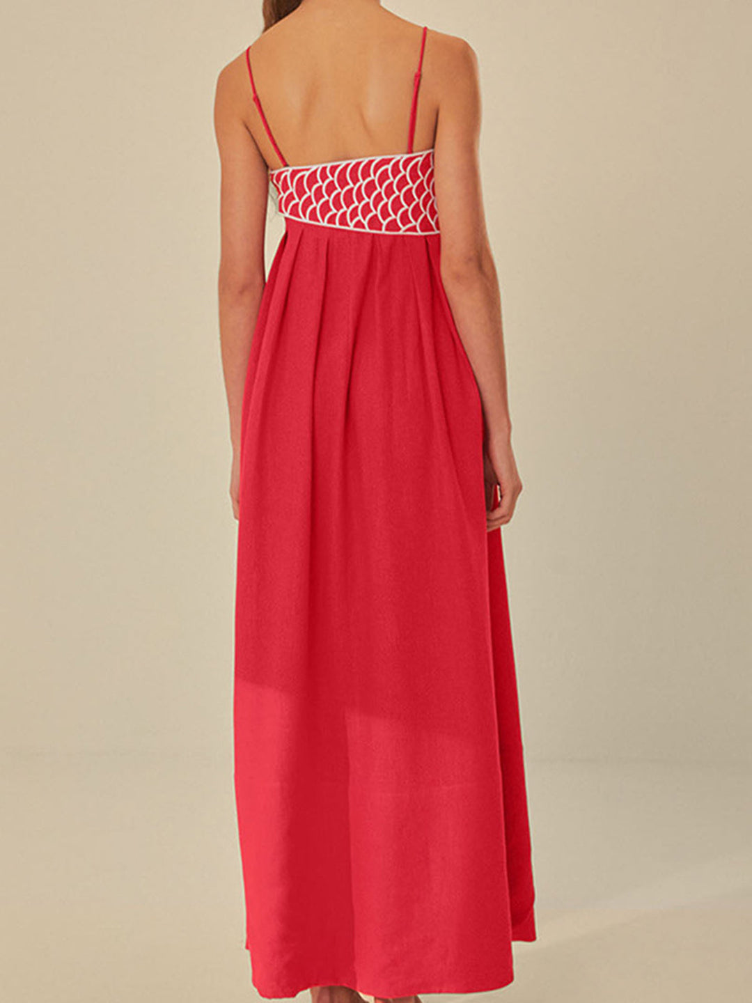 Duttini | Statement Embroidered Spaghetti Strap Maxi Shift Dress