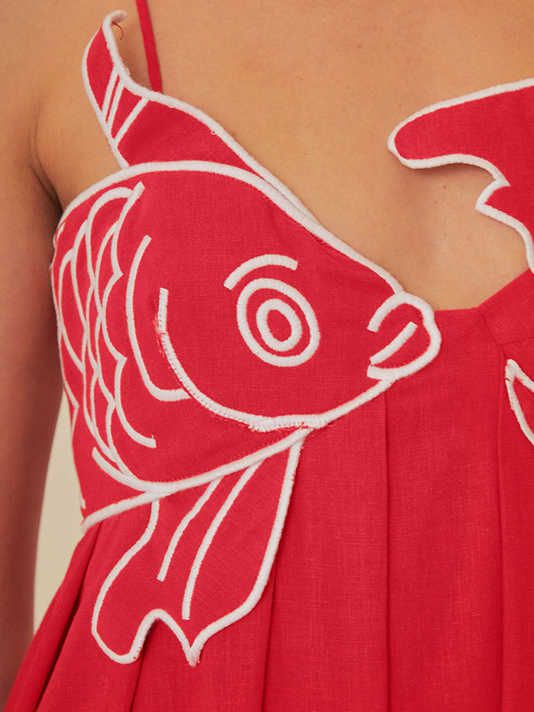 Duttini | Statement Embroidered Spaghetti Strap Maxi Shift Dress