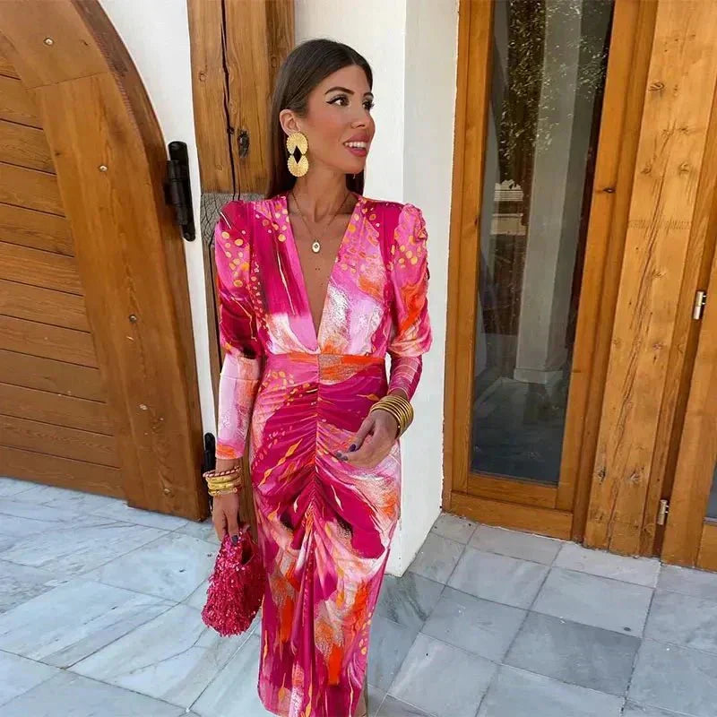 Duttini | Elegant Wedding Guest Wrap Maxi Dress Evening