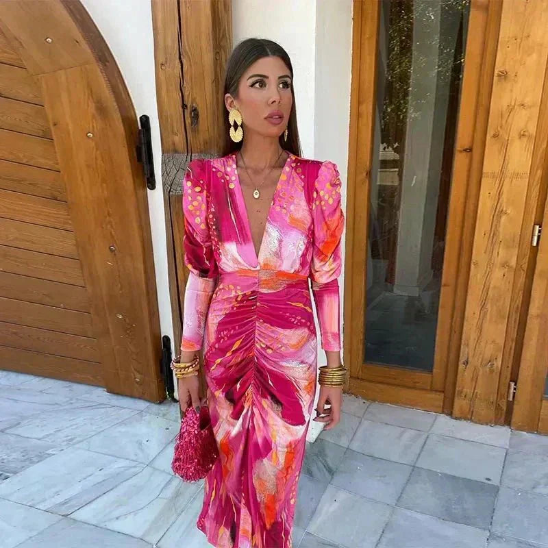 Duttini | Elegant Wedding Guest Wrap Maxi Dress Evening