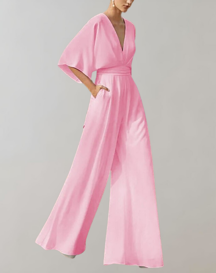Duttini | Effortless V-Neck Wide Leg Jumpsuit in a Flattering Cut