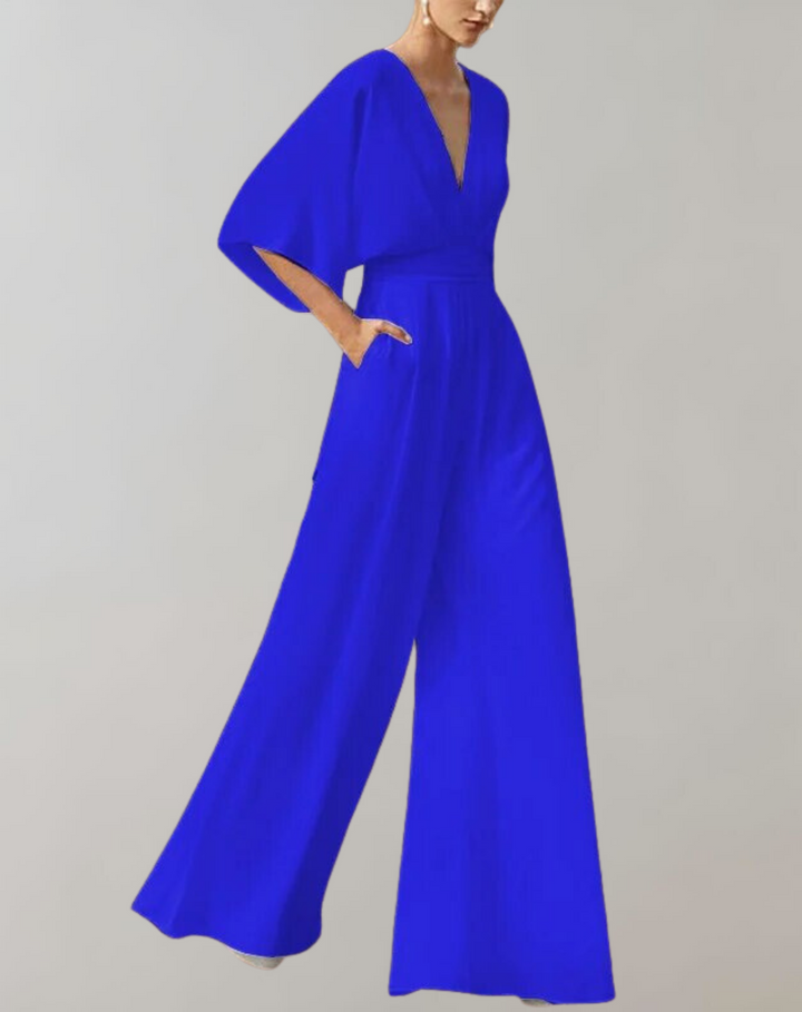 Duttini | Effortless V-Neck Wide Leg Jumpsuit in a Flattering Cut