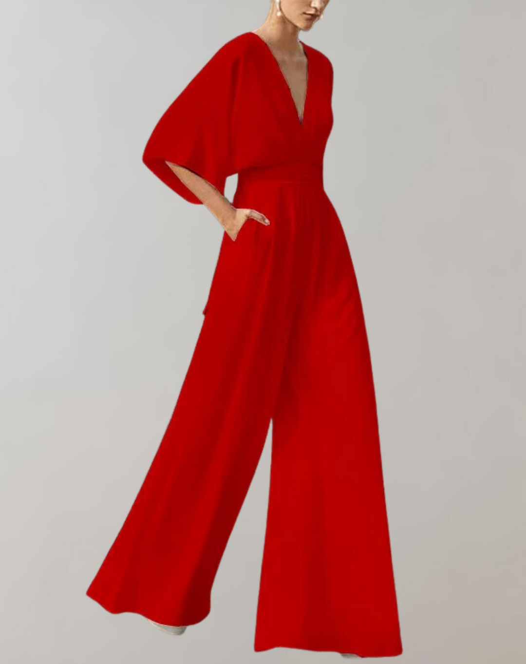 Duttini | Effortless V-Neck Wide Leg Jumpsuit in a Flattering Cut