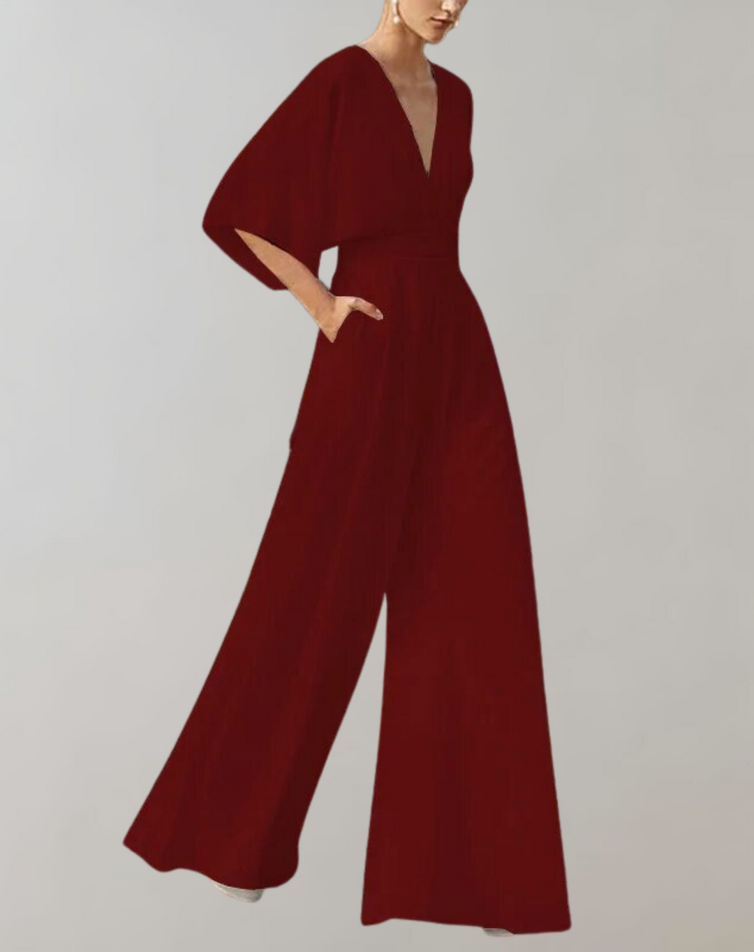 Duttini | Effortless V-Neck Wide Leg Jumpsuit in a Flattering Cut