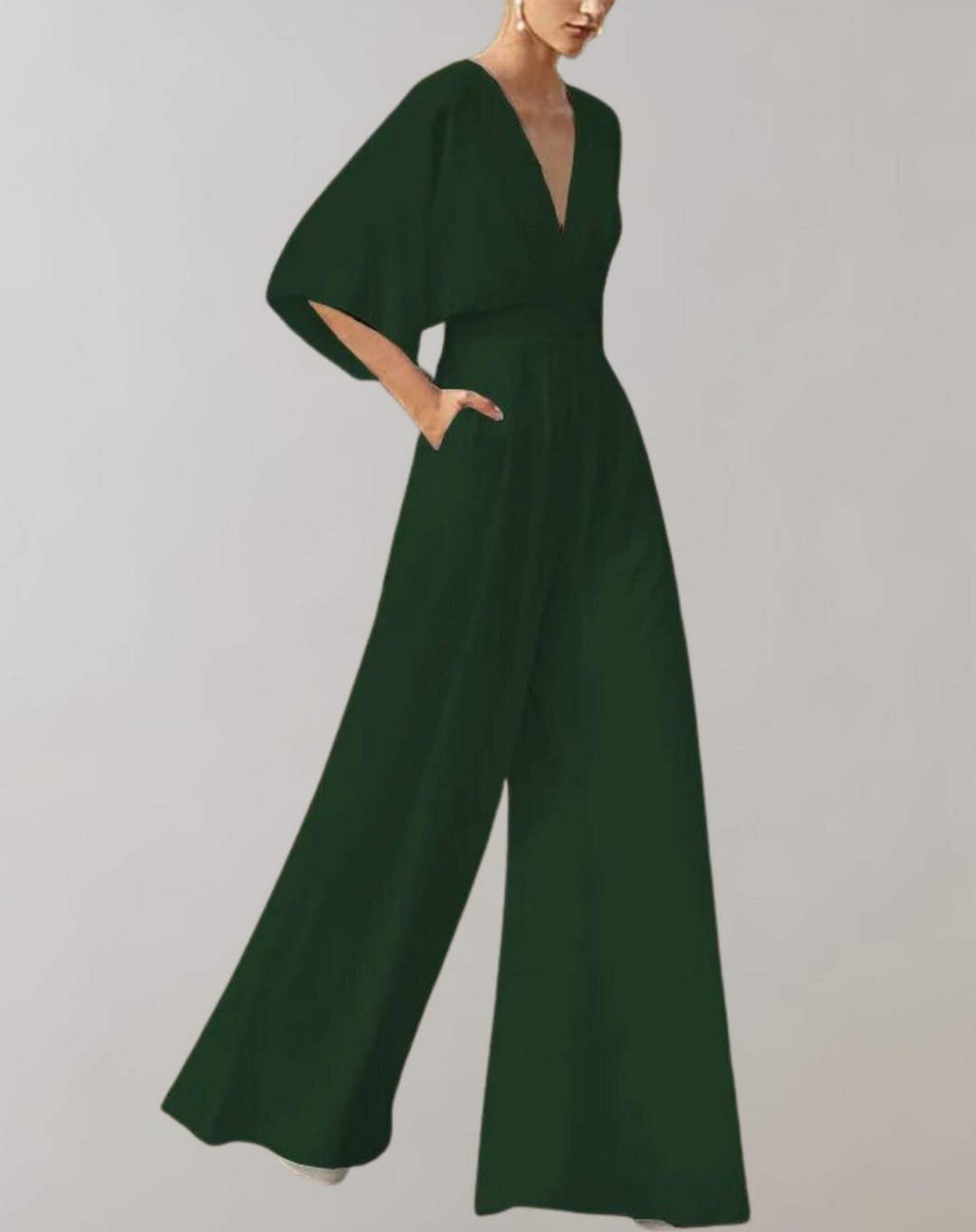 Duttini | Effortless V-Neck Wide Leg Jumpsuit in a Flattering Cut