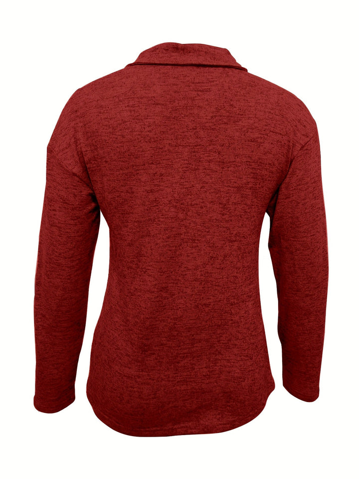 Duttini | Chic Half Zip Pullover Long Sleeve Casual Top