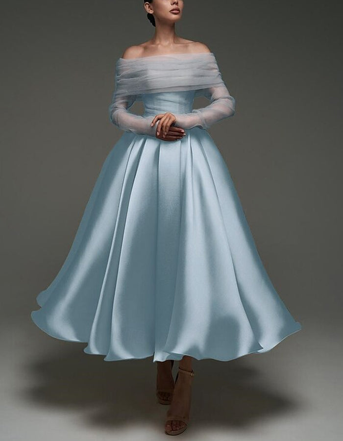 Duttini | Pink Satin Strapless A-Line Shawl Dress
