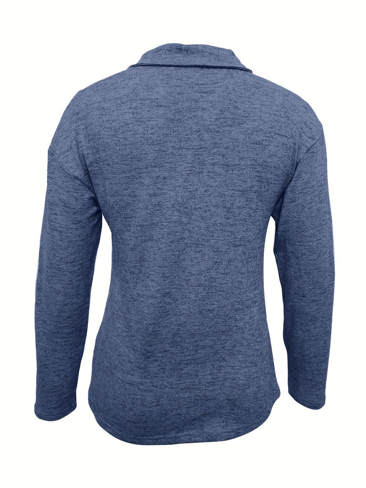 Duttini | Chic Half Zip Pullover Long Sleeve Casual Top