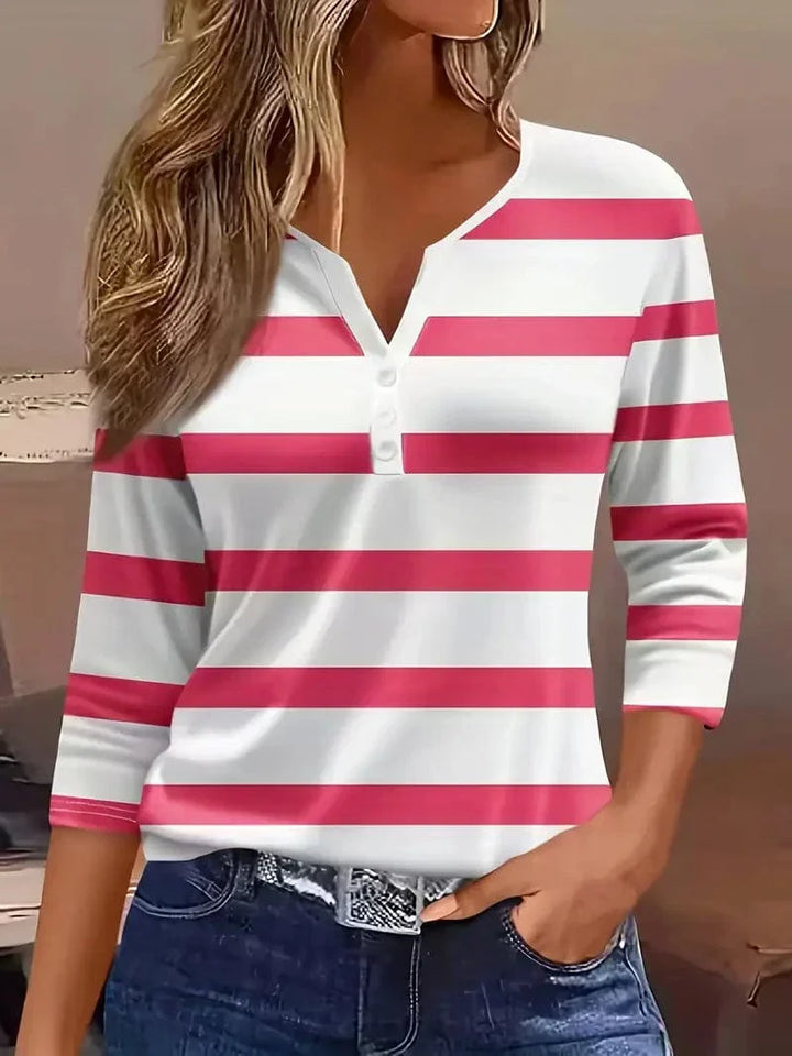 Duttini | Refined Striped V-Neck Top with a Flattering Silhouette