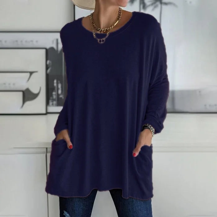 Duttini | Luxe Oversized Long Sleeve Tunic Top With Pockets