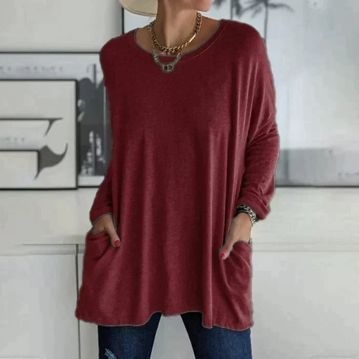 Duttini | Luxe Oversized Long Sleeve Tunic Top With Pockets