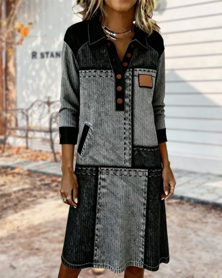 Duttini | Color Block V-neck Dress
