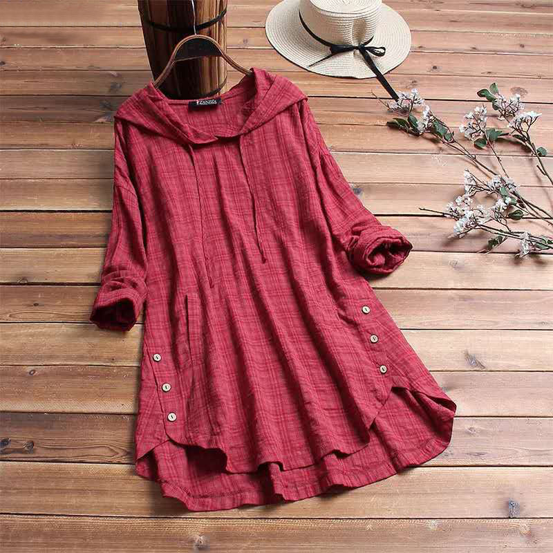 Duttini | Graceful Plaid Comfort Hoodie Dress for Effortless Elegance