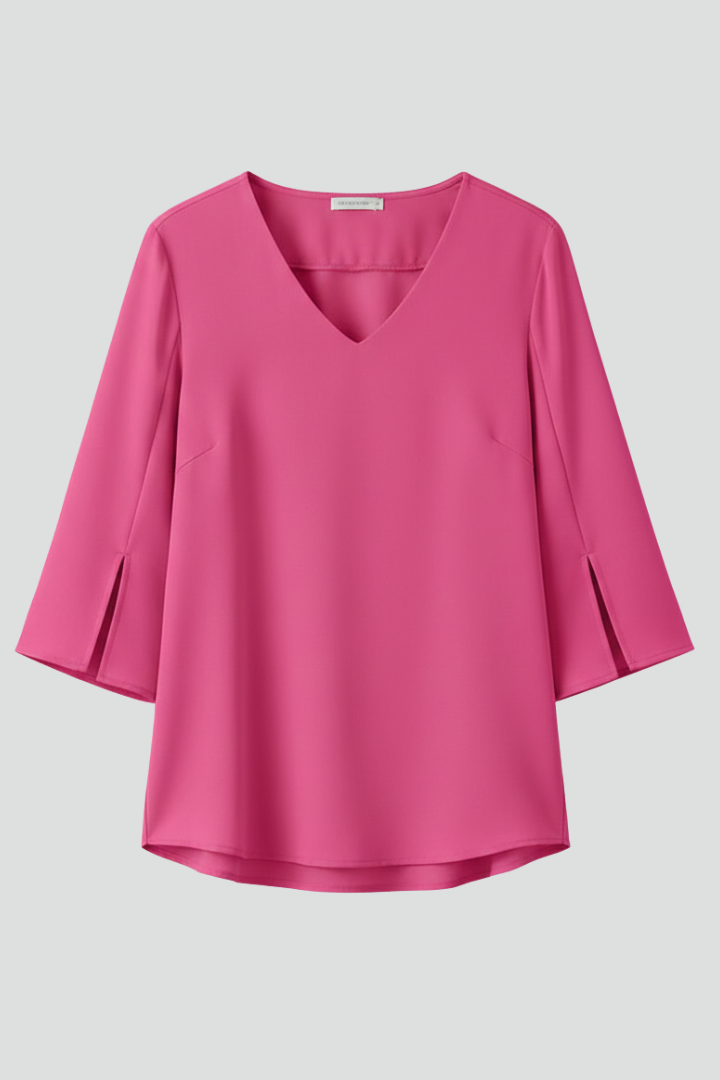 Duttini | Sophisticated V Neck 3/4 Sleeve Blouse with a Timeless Finish