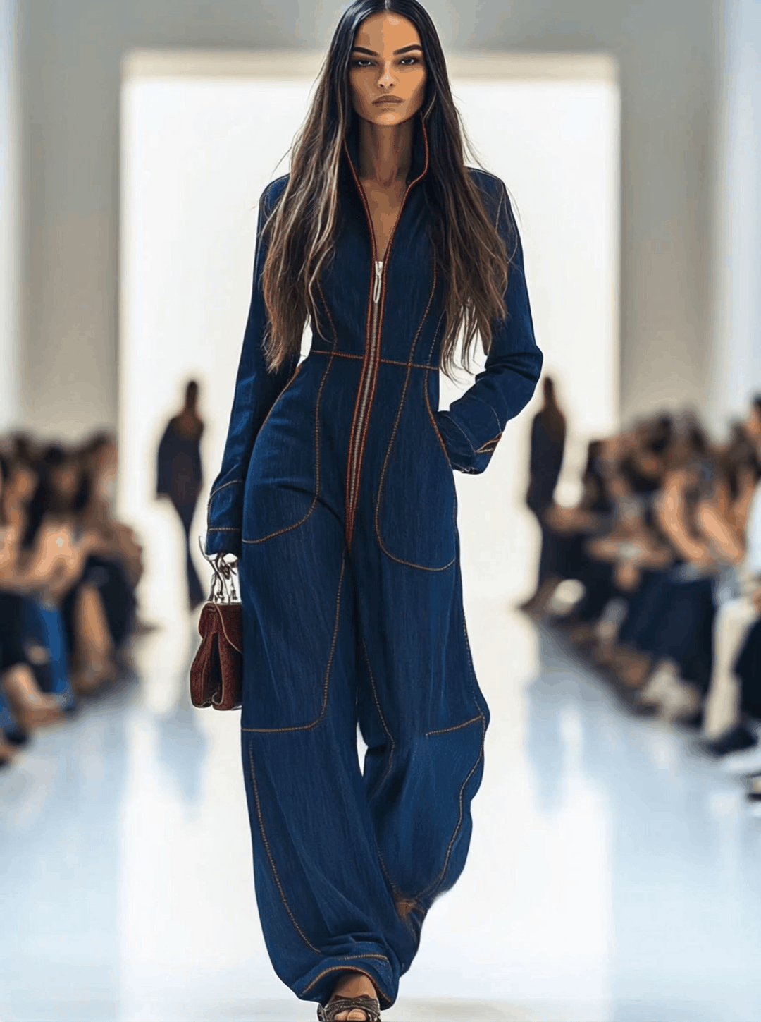 Duttini | Sculpted Wide Leg Long Sleeve Jumpsuit in a Flattering Cut