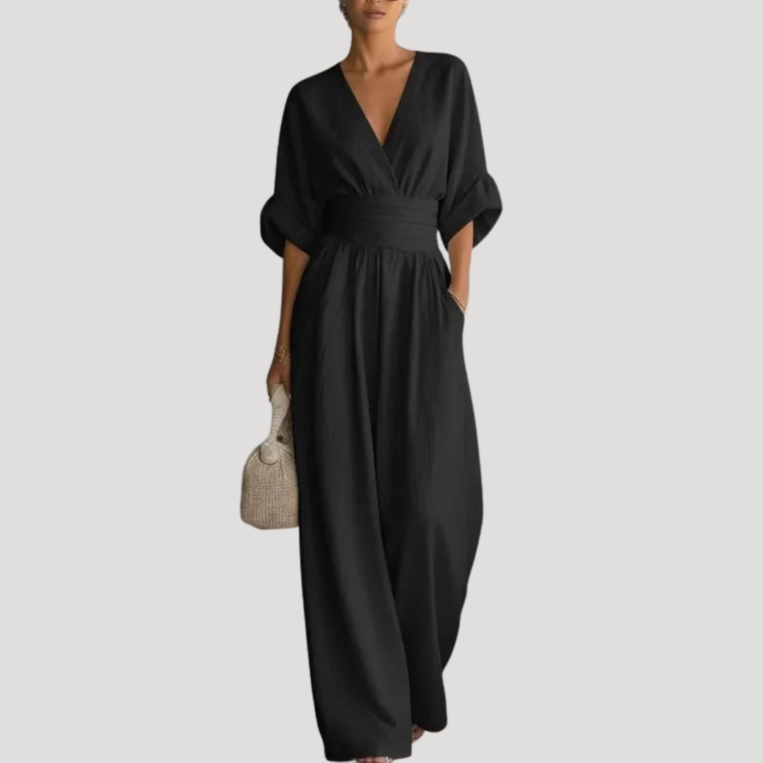 Duttini | Effortless Wide Leg V-Neck Jumpsuit Made to Turn Heads