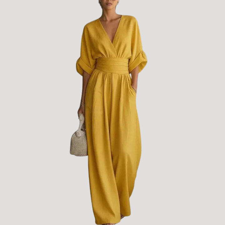 Duttini | Effortless Wide Leg V-Neck Jumpsuit Made to Turn Heads
