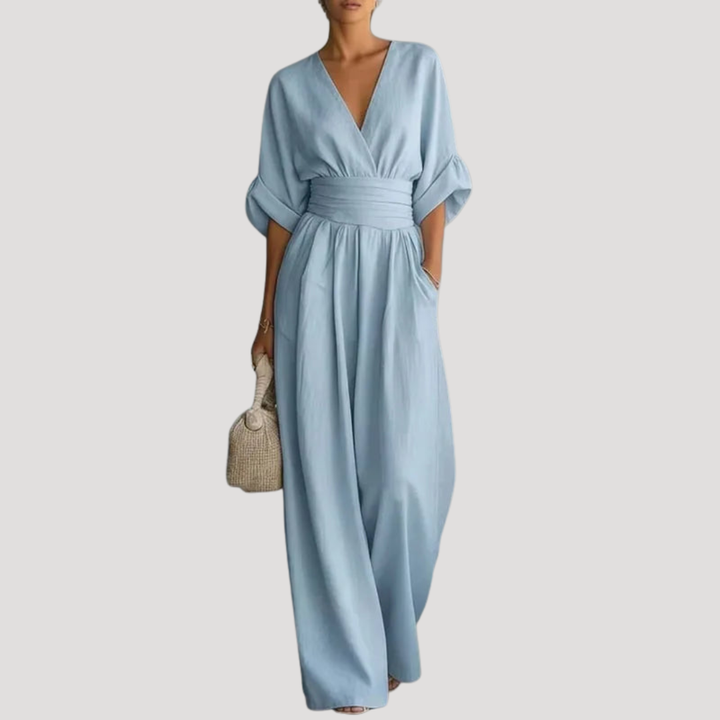 Duttini | Effortless Wide Leg V-Neck Jumpsuit Made to Turn Heads