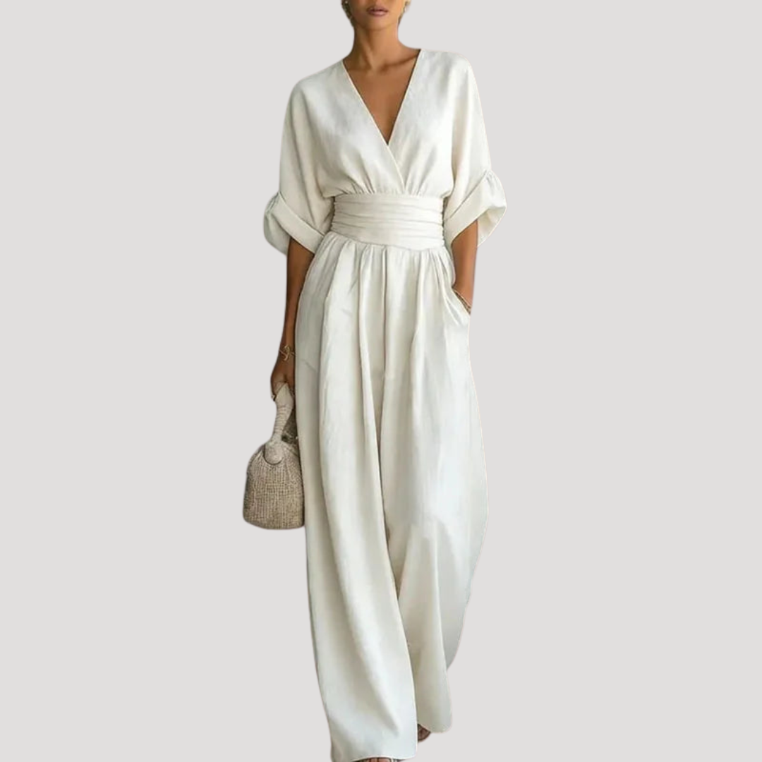 Duttini | Effortless Wide Leg V-Neck Jumpsuit Made to Turn Heads