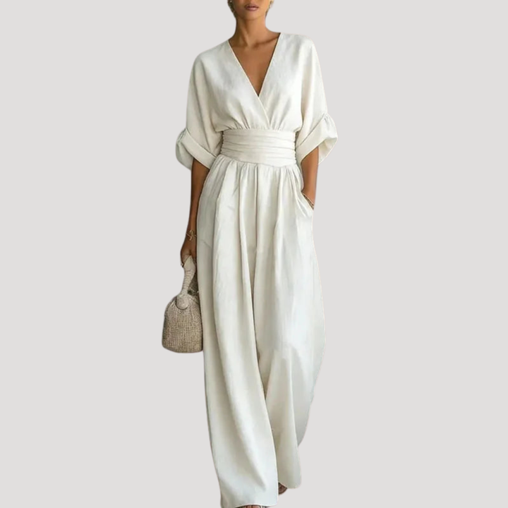 Duttini | Effortless Wide Leg V-Neck Jumpsuit Made to Turn Heads