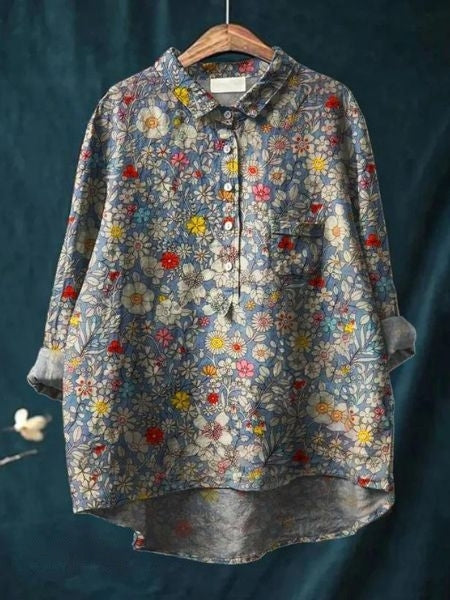 Duttini | Sculpted Floral Blouse with a Timeless Finish