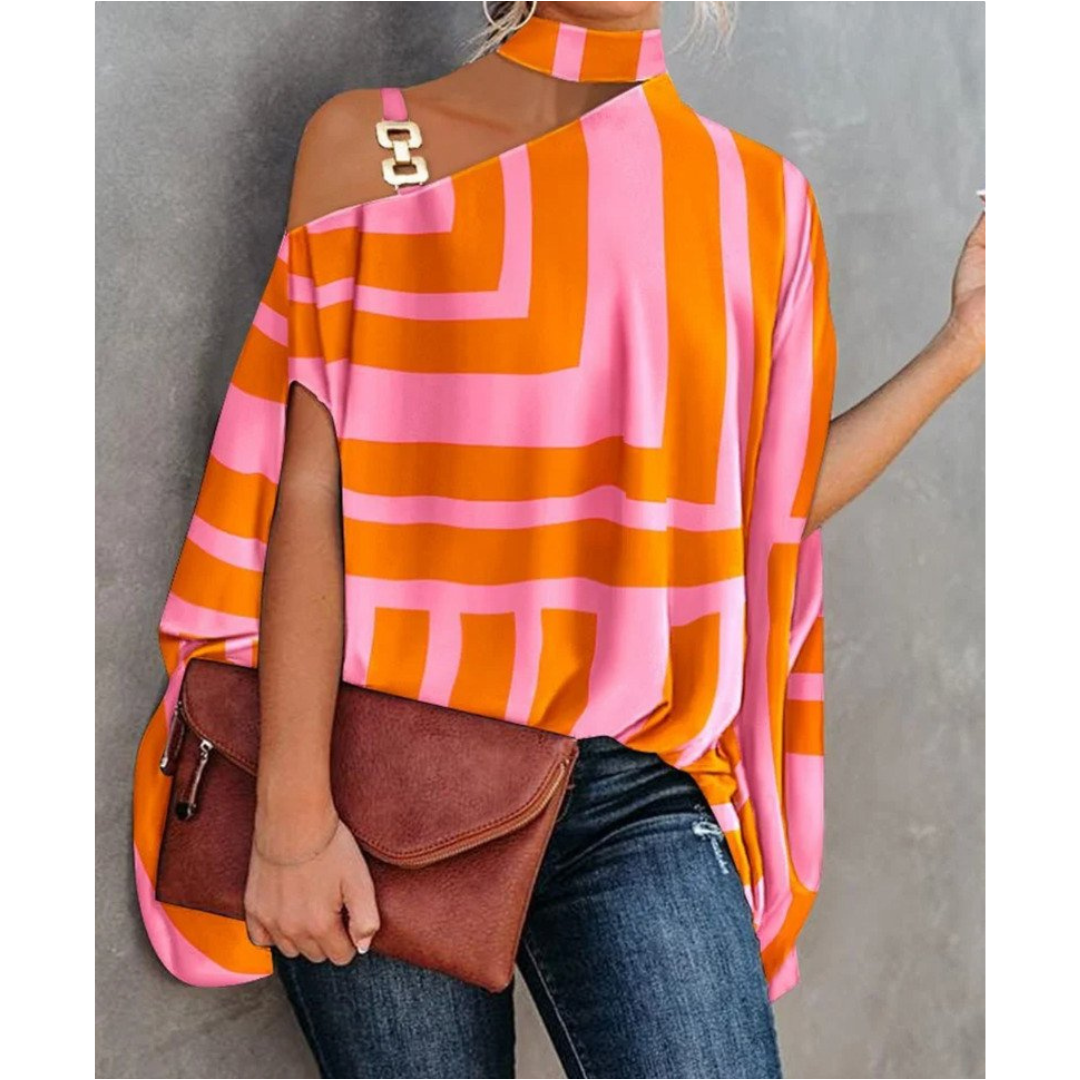Duttini | Graceful Off Shoulder Striped Tunic in a Flattering Cut