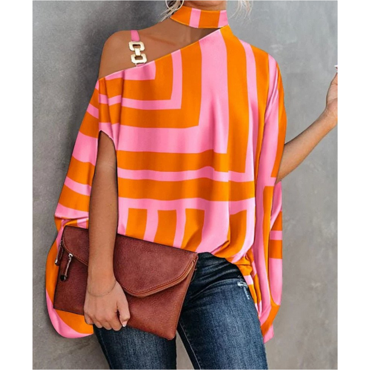 Duttini | Graceful Off Shoulder Striped Tunic in a Flattering Cut