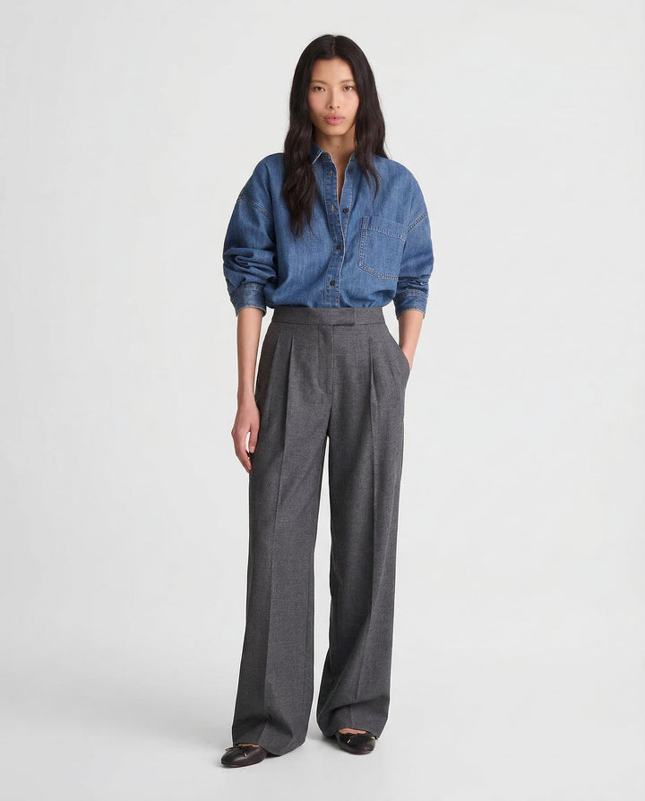 Duttini | Wide Leg Draped Pants for Women in Black