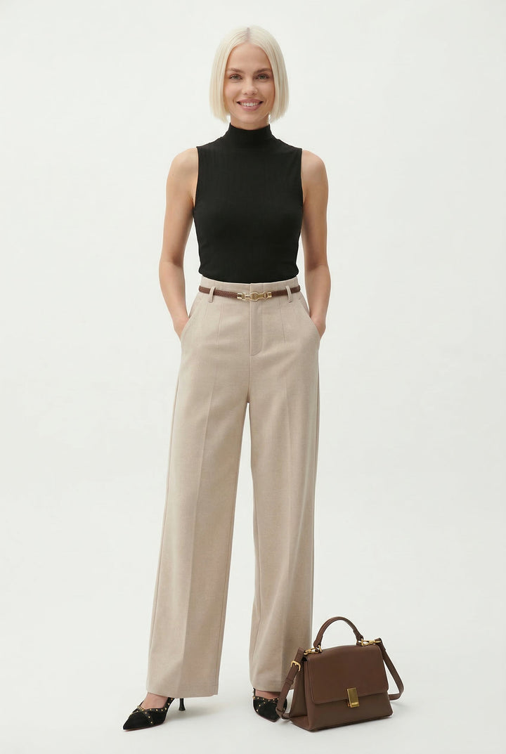 Duttini | Wide Leg Wool Trousers for Women in Black