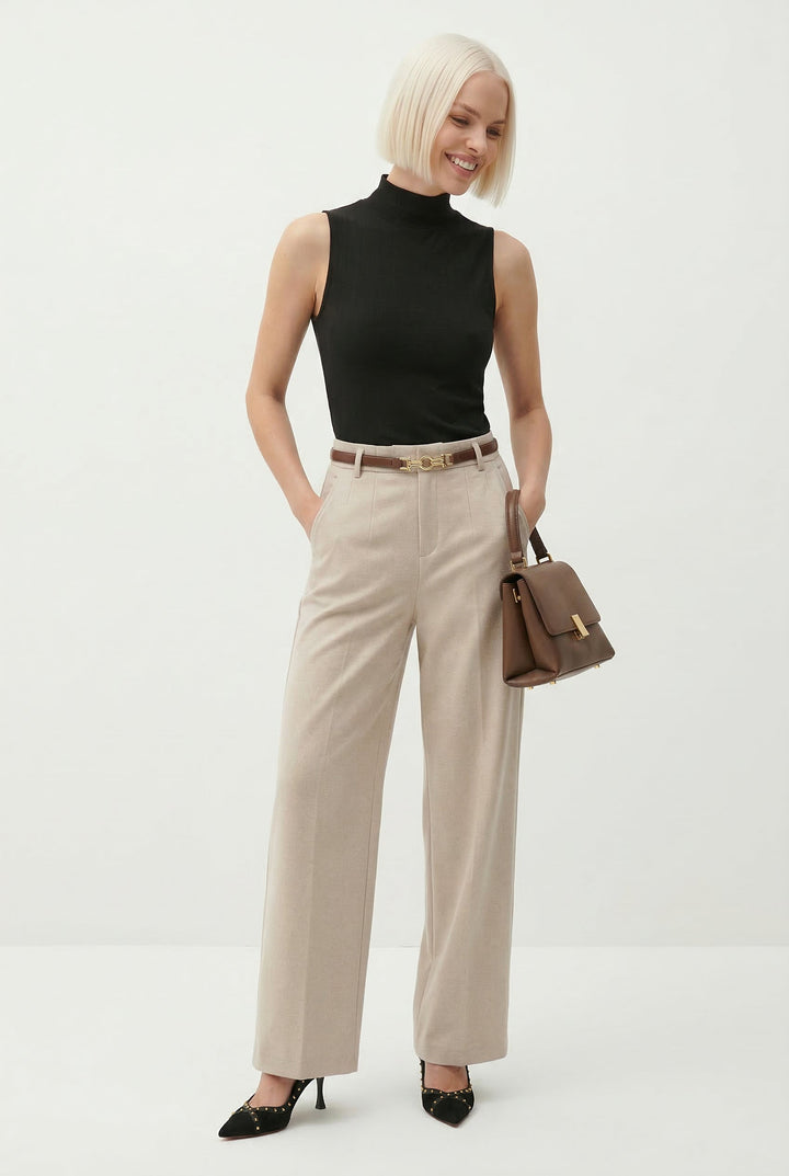 Duttini | Wide Leg Wool Trousers for Women in Black