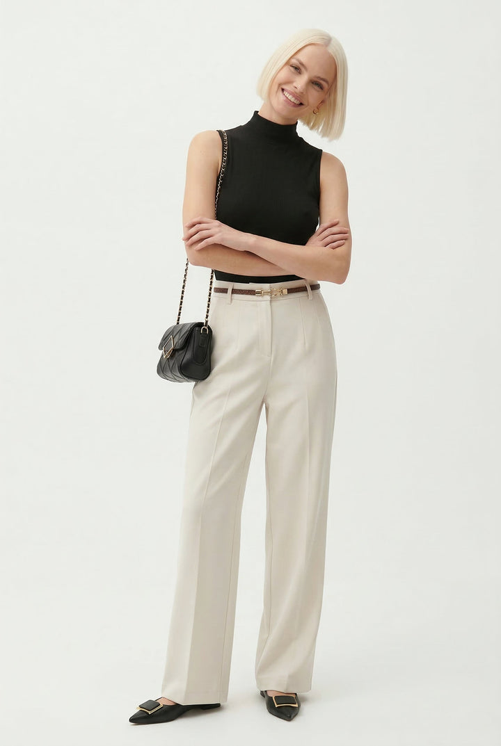 Duttini | Wide Leg Wool Trousers for Women in Black