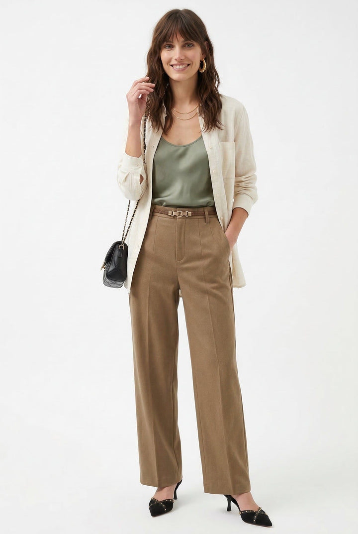 Duttini | Wide Leg Wool Trousers for Women in Black