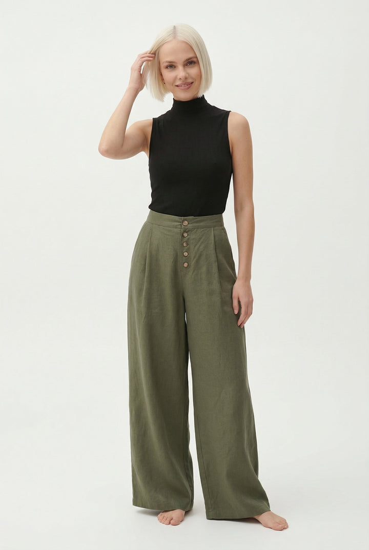 Duttini | Cotton Wide-Leg Pant for Women in Classic Black