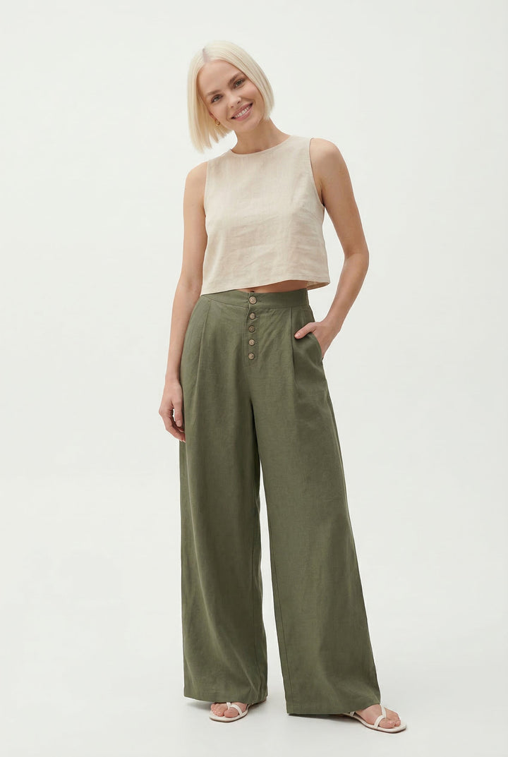 Duttini | Cotton Wide-Leg Pant for Women in Classic Black