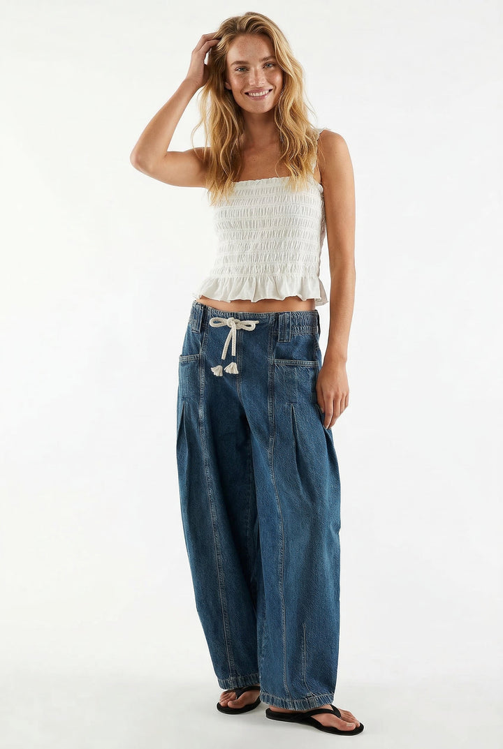 Duttini | Drawstring Denim Pants for Women
