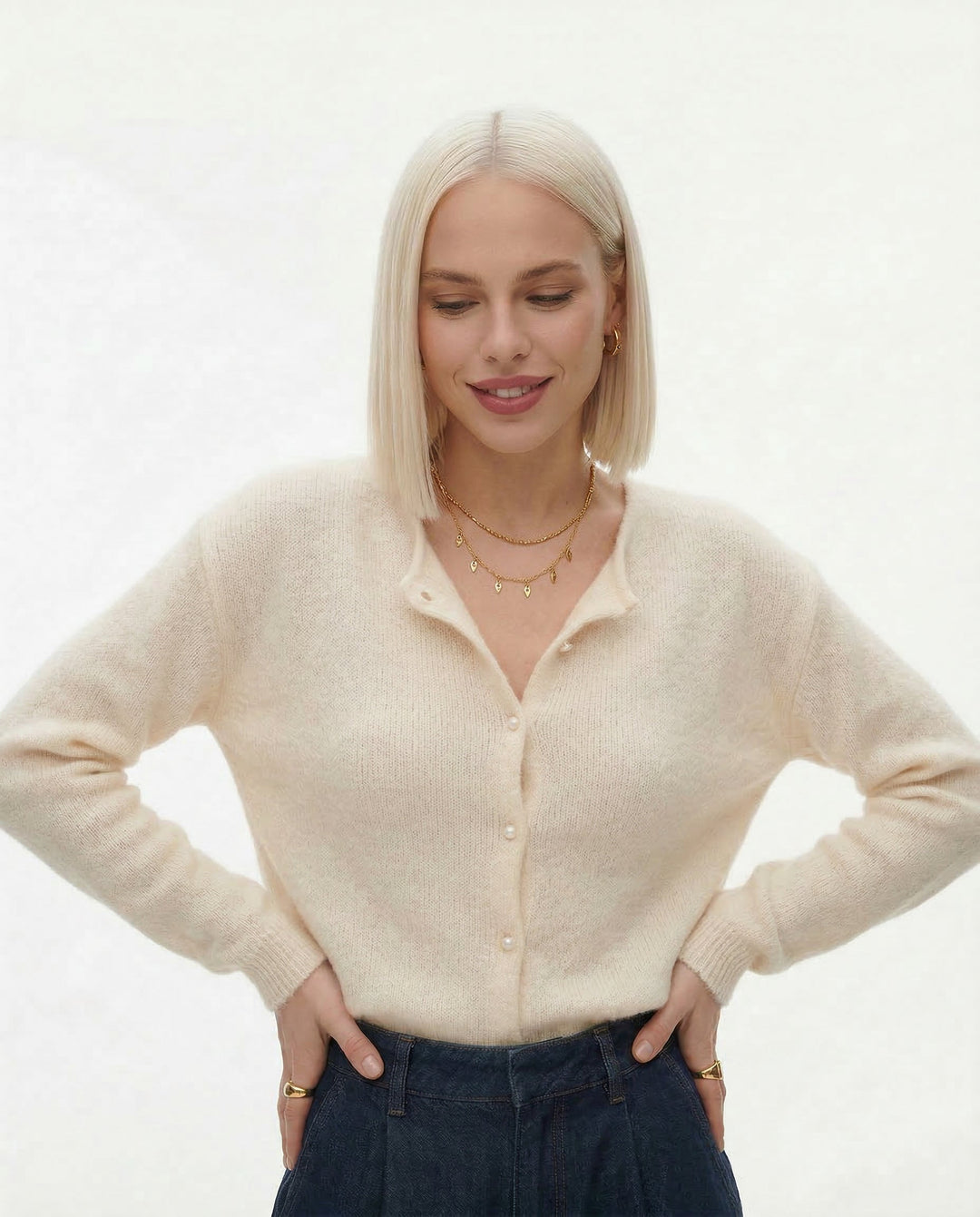 Duttini | Knit Top for Women in Soft Fabric, Relaxed Fit, Neutral Color