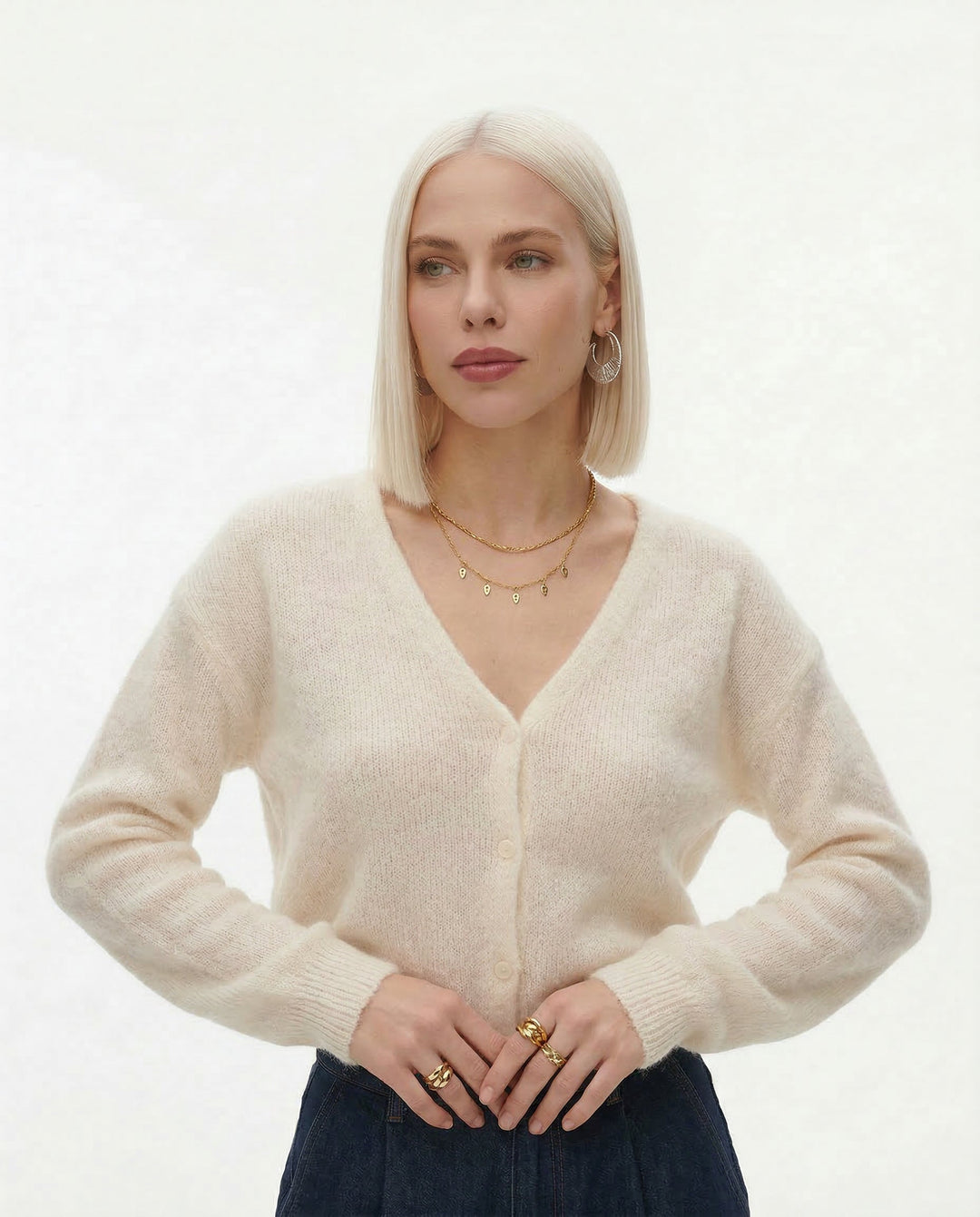 Duttini | Knit Top for Women in Soft Fabric, Relaxed Fit, Neutral Color