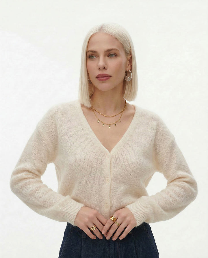 Duttini | Knit Top for Women in Soft Fabric, Relaxed Fit, Neutral Color
