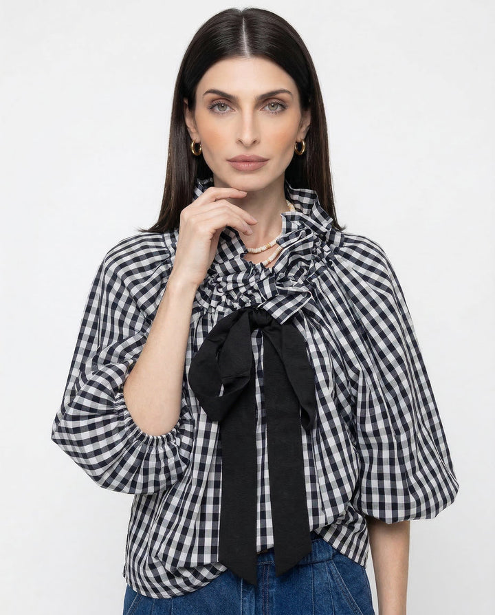 Duttini | Puffed Cotton Blouse for Women in White
