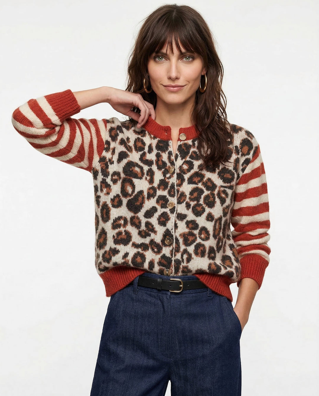 Duttini | Leopard Striped Top for Women