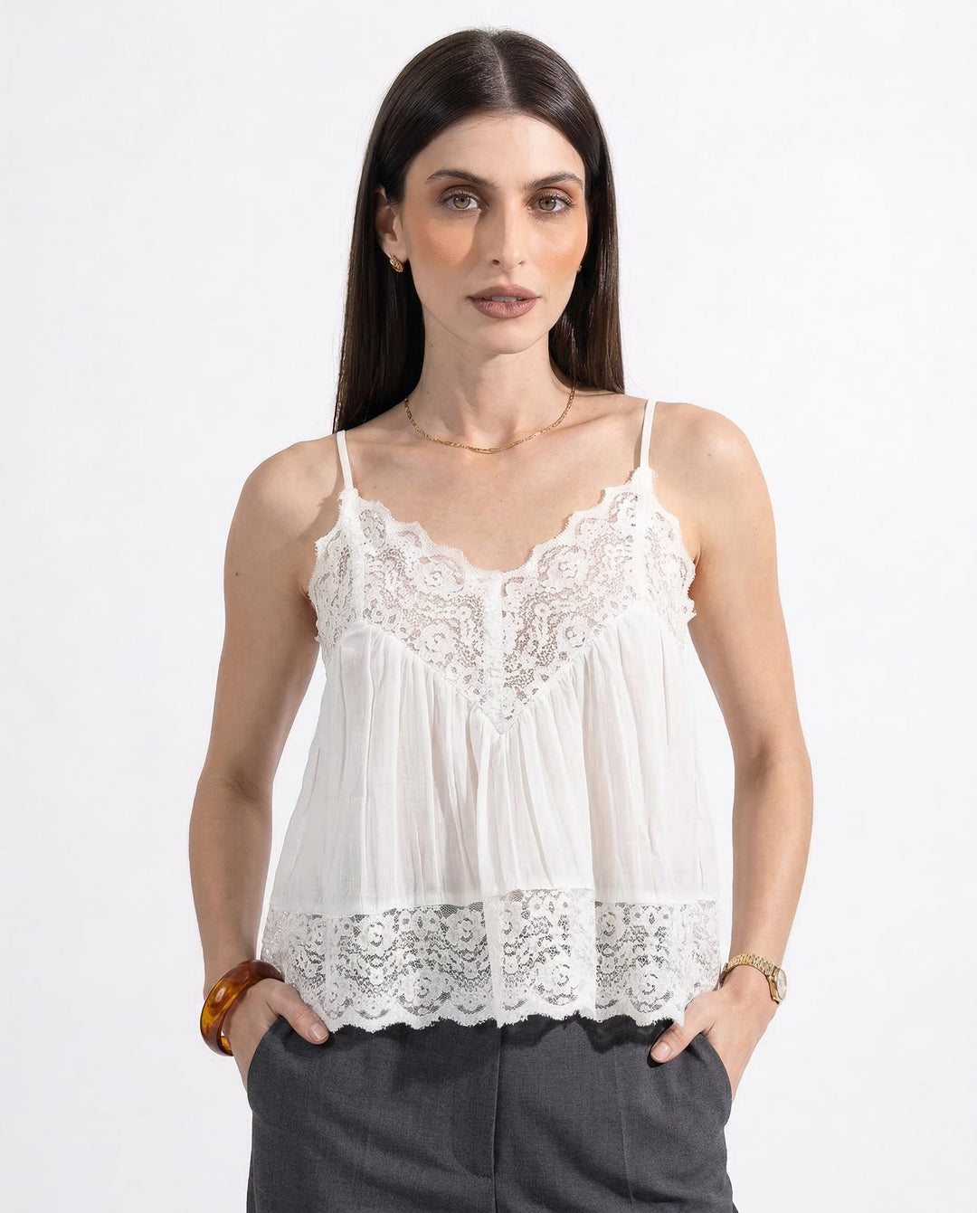 Duttini | Lace Cami for Women in White