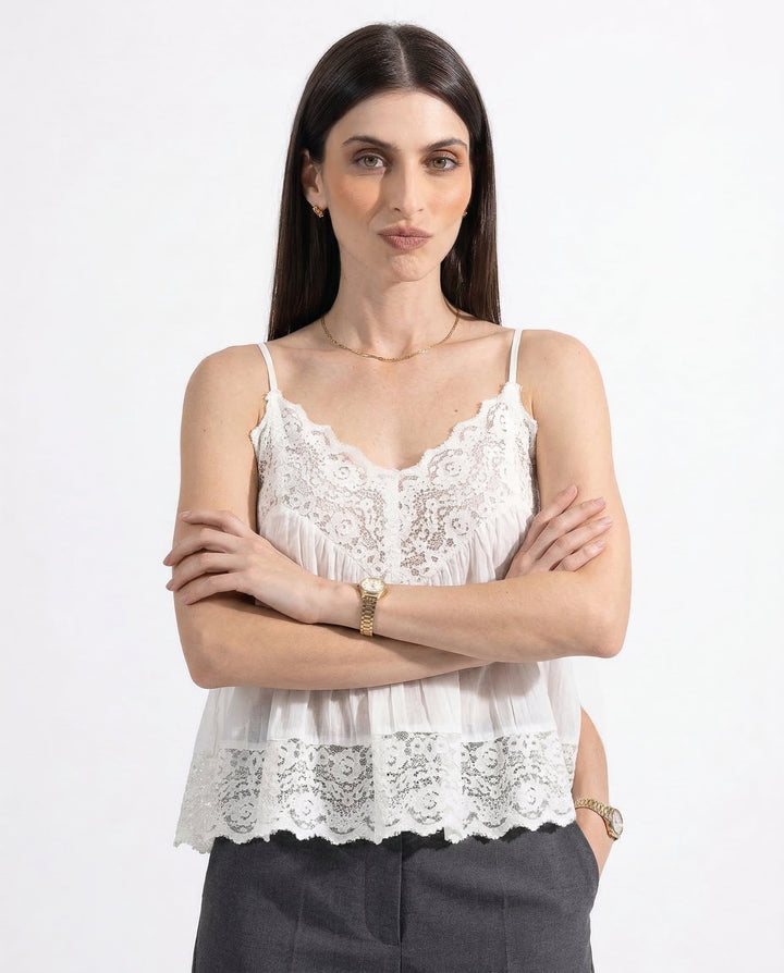 Duttini | Lace Cami for Women in White