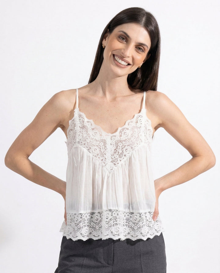 Duttini | Lace Cami for Women in White