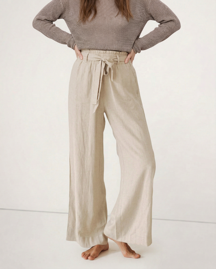 Duttini | Linen Wide Leg Pant for Women in Ruffle Style