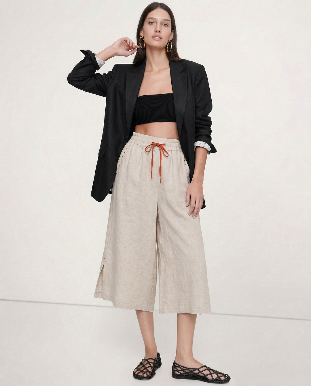 Duttini | Wide Leg Drawstring Pant for Women in Soft Fabric