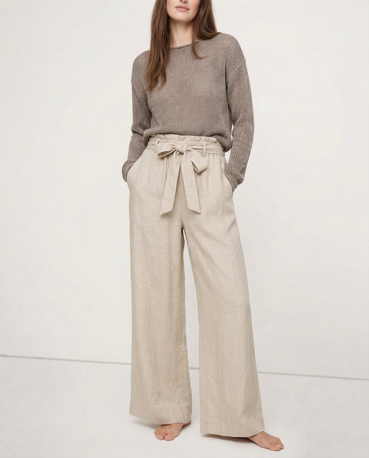 Duttini | Linen Wide Leg Pant for Women in Ruffle Style