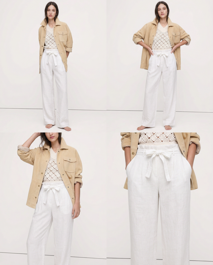 Duttini | Linen Wide Leg Pant for Women in Ruffle Style