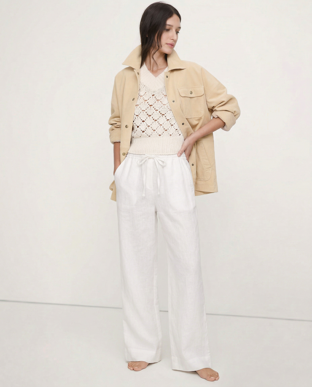 Duttini | Linen Wide Leg Pant for Women in Ruffle Style