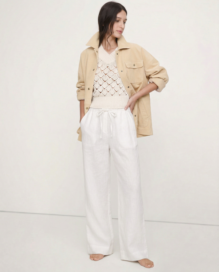 Duttini | Linen Wide Leg Pant for Women in Ruffle Style