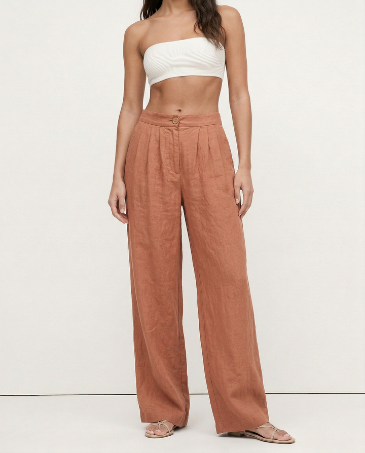 Duttini | Pleated Linen Culotte Pant for Women